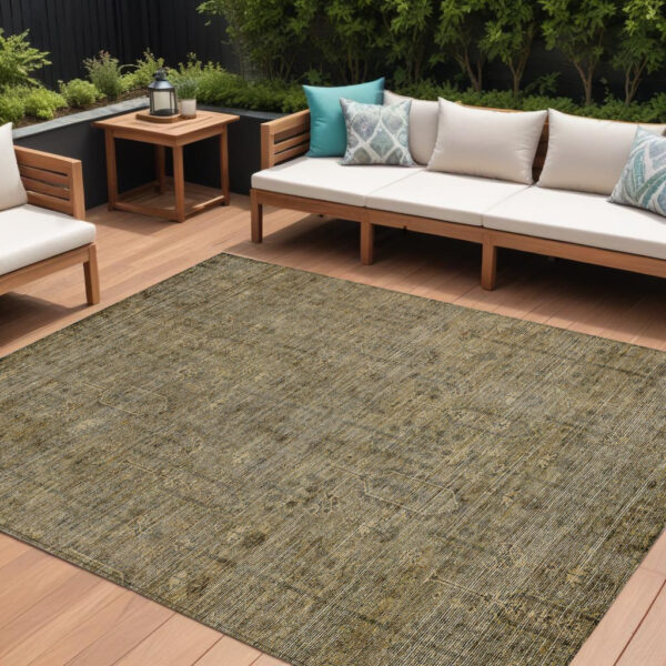 10' X 14' Brown And Beige Southwestern Washable Indoor Outdoor Area Rug