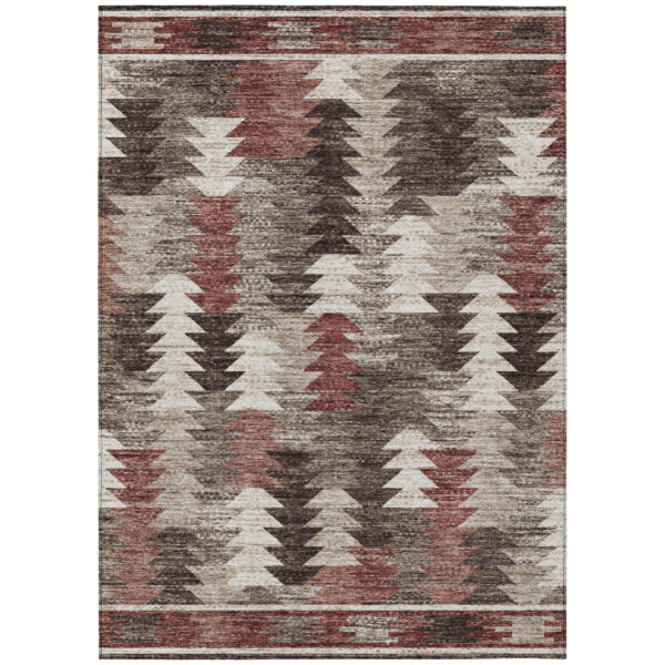 10' X 14' Brown And Ivory Southwestern Washable Indoor Outdoor Area Rug