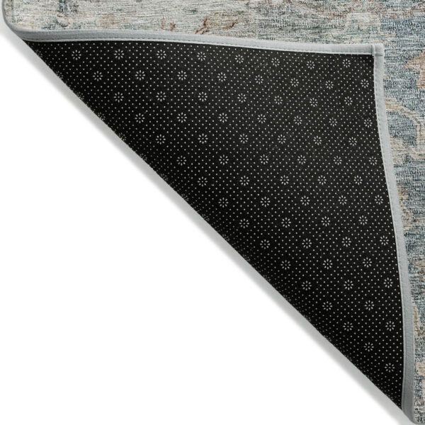 3' X 5' Green Blue And Gray Oriental Washable Indoor Outdoor Area Rug