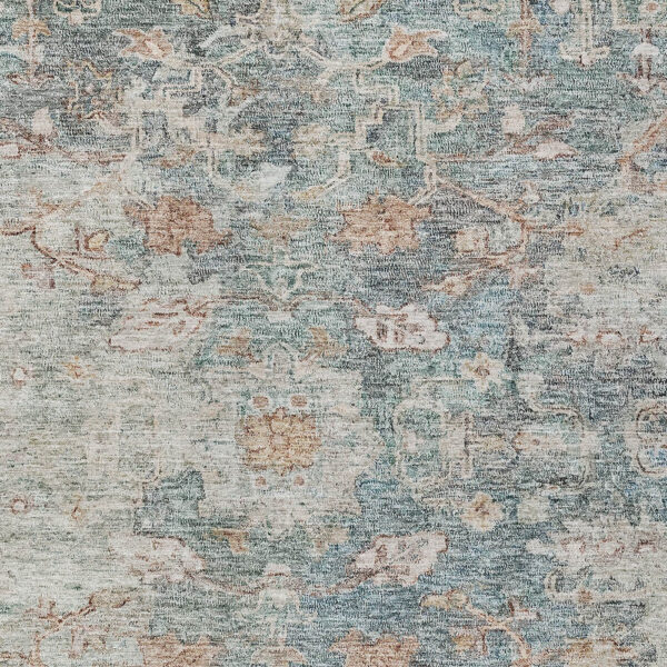 3' X 5' Green Blue And Gray Oriental Washable Indoor Outdoor Area Rug