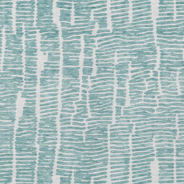 8' X 10' Teal Blue And Ivory Abstract Washable Indoor Outdoor Area Rug