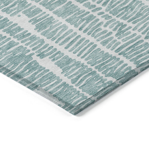 8' X 10' Teal Blue And Ivory Abstract Washable Indoor Outdoor Area Rug