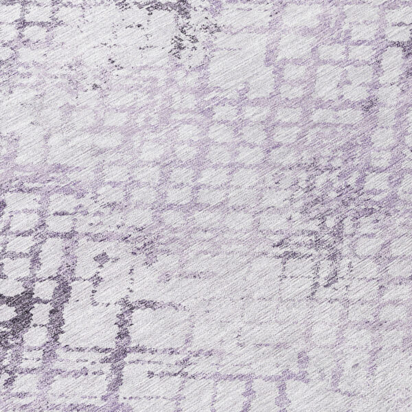 8' Purple Lavender And Silver Round Geometric Washable Indoor Outdoor Area Rug