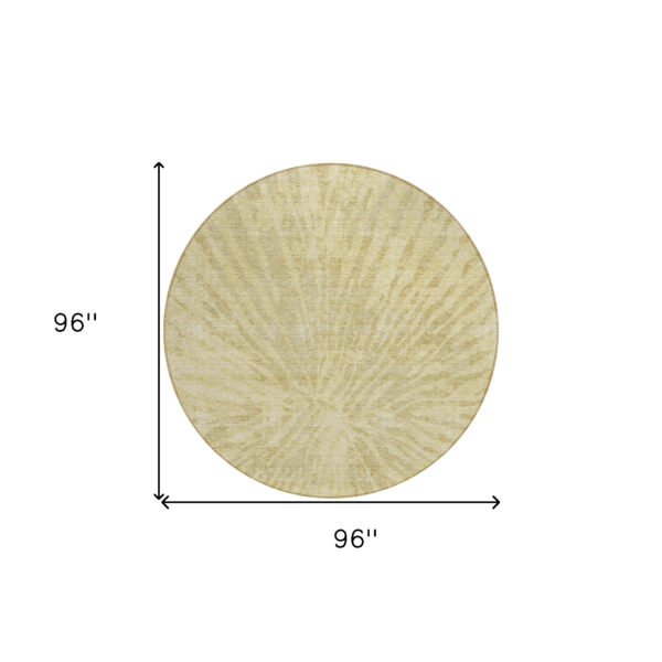 8' Wheat Beige And Tan Round Abstract Washable Indoor Outdoor Area Rug