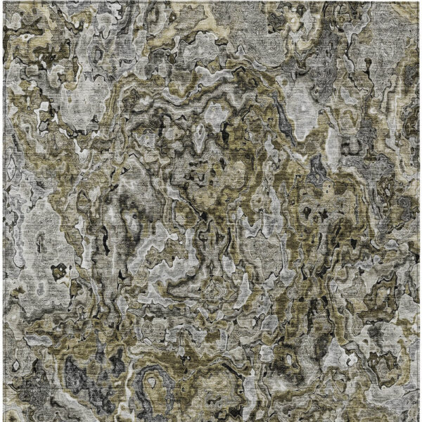 5' X 8' Brown Beige And Tan Abstract Washable Indoor Outdoor Area Rug