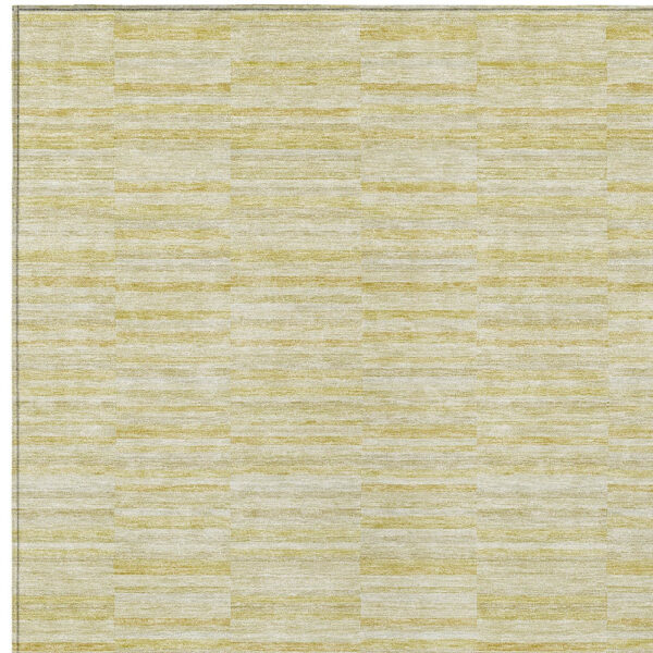 9' X 12' Wheat Gold And Tan Striped Washable Indoor Outdoor Area Rug