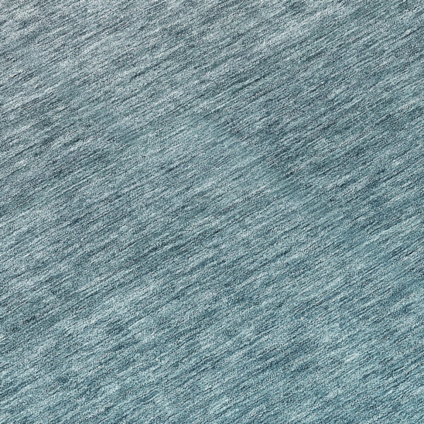 8' Teal Blue Gray And Charcoal Round Ombre Washable Indoor Outdoor Area Rug