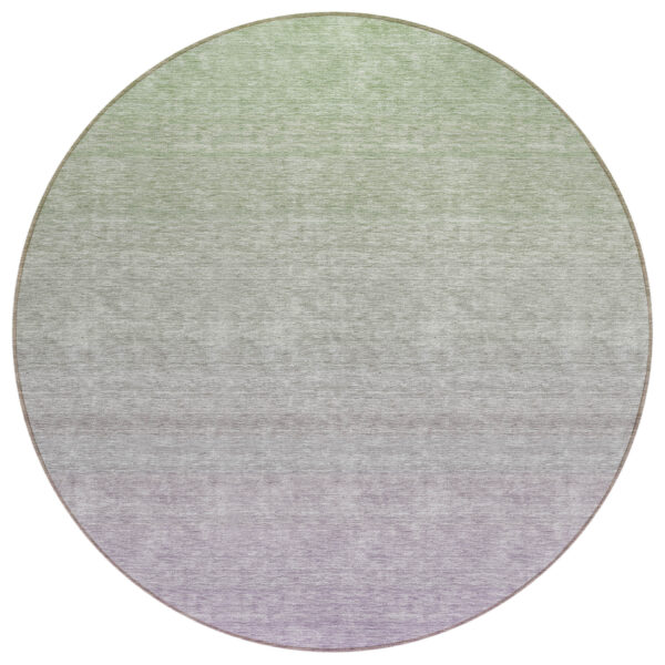 8' Artichoke Green And Lavender Round Ombre Washable Indoor Outdoor Area Rug