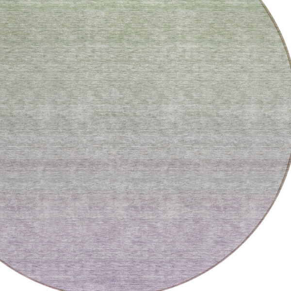 8' Artichoke Green And Lavender Round Ombre Washable Indoor Outdoor Area Rug