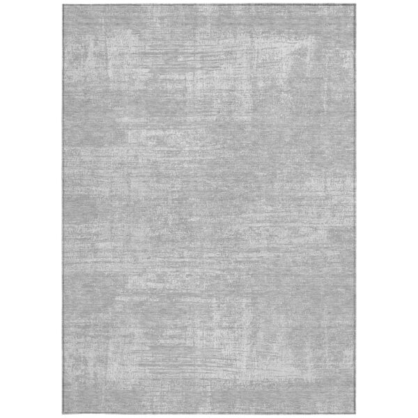 9' X 12' Silver And Gray Abstract Washable Indoor Outdoor Area Rug