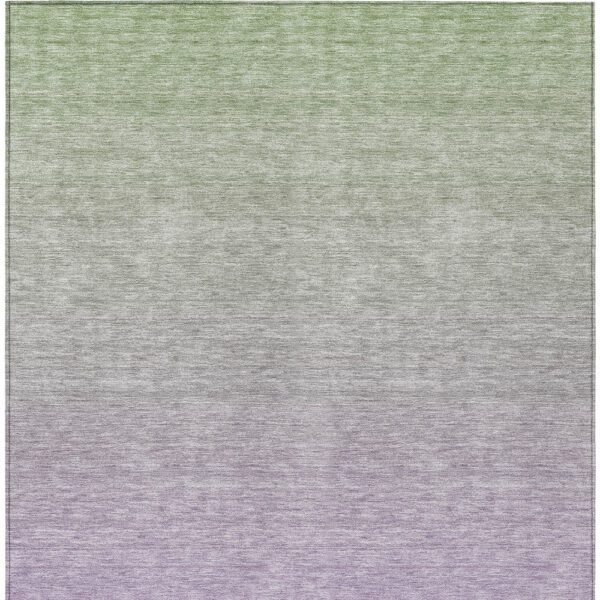 3' X 5' Artichoke Green And Lavender Ombre Washable Indoor Outdoor Area Rug