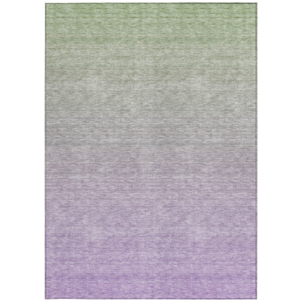 3' X 5' Artichoke Green And Lavender Ombre Washable Indoor Outdoor Area Rug