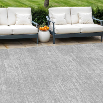 9' X 12' Silver And Gray Abstract Washable Indoor Outdoor Area Rug