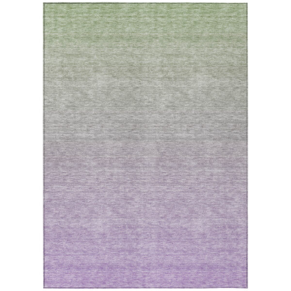 3' X 5' Artichoke Green And Lavender Ombre Washable Indoor Outdoor Area Rug