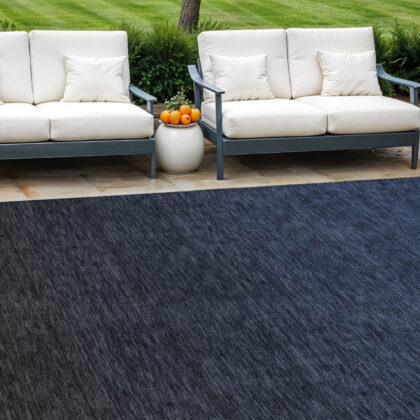 10' X 14' Navy Blue And Charcoal Abstract Washable Indoor Outdoor Area Rug