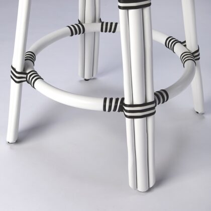 24" Black and White Rattan Backless Counter Height Bar Chair