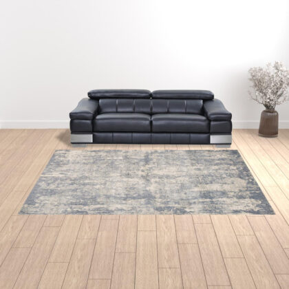 9' x 12' Light Gray Abstract Power Loom Area Rug