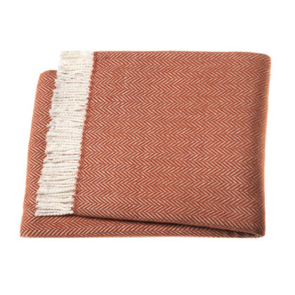 Orange and White Dreamy Soft Herringbone Throw Blanket