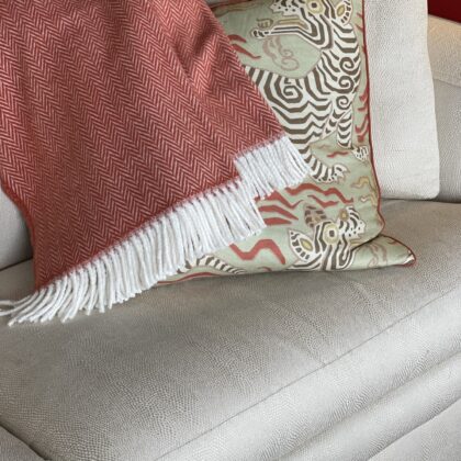Orange and White Dreamy Soft Herringbone Throw Blanket