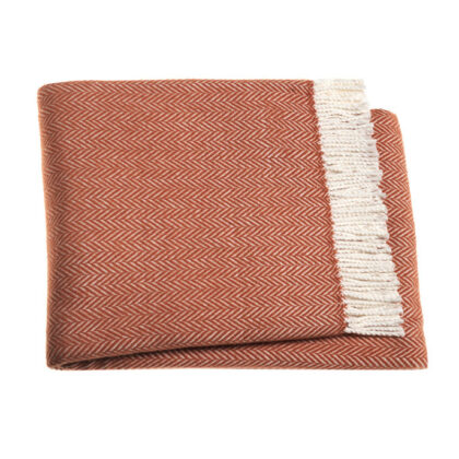 Orange and White Dreamy Soft Herringbone Throw Blanket