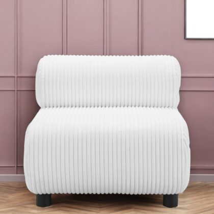 31" White And Black Corduroy And Upholstered Side Chair