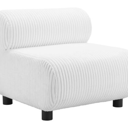 31" White And Black Corduroy And Upholstered Side Chair