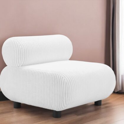 31" White And Black Corduroy And Upholstered Side Chair