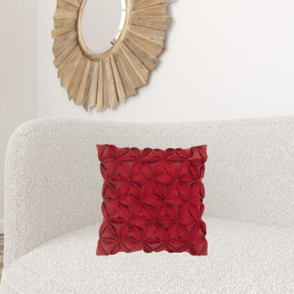 Red Pinwheel Floral Petal Down Throw Pillow