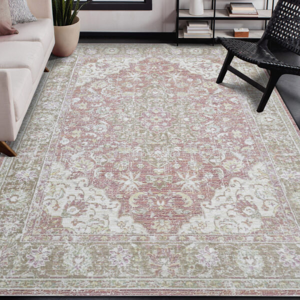 8' x 10' Coral Medallion Power Loom Area Rug