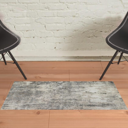 2' x 3' Gray and Beige Abstract Power Loom Area Rug