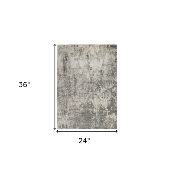 2' x 3' Gray and Beige Abstract Power Loom Area Rug