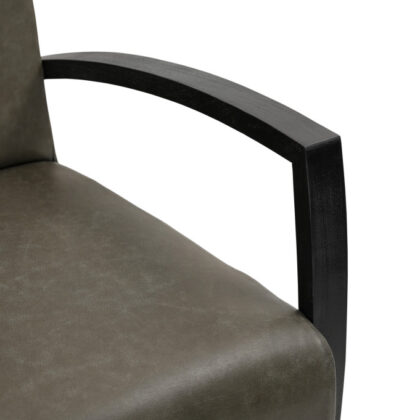 26" Green And Black Top Grain Leather Arm Chair
