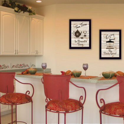 Set Of Two Enjoy Tea Time 2 Black Framed Print Kitchen Wall Art