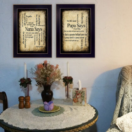 Set Of Two Nana Or Papa Black Framed Print Wall Art