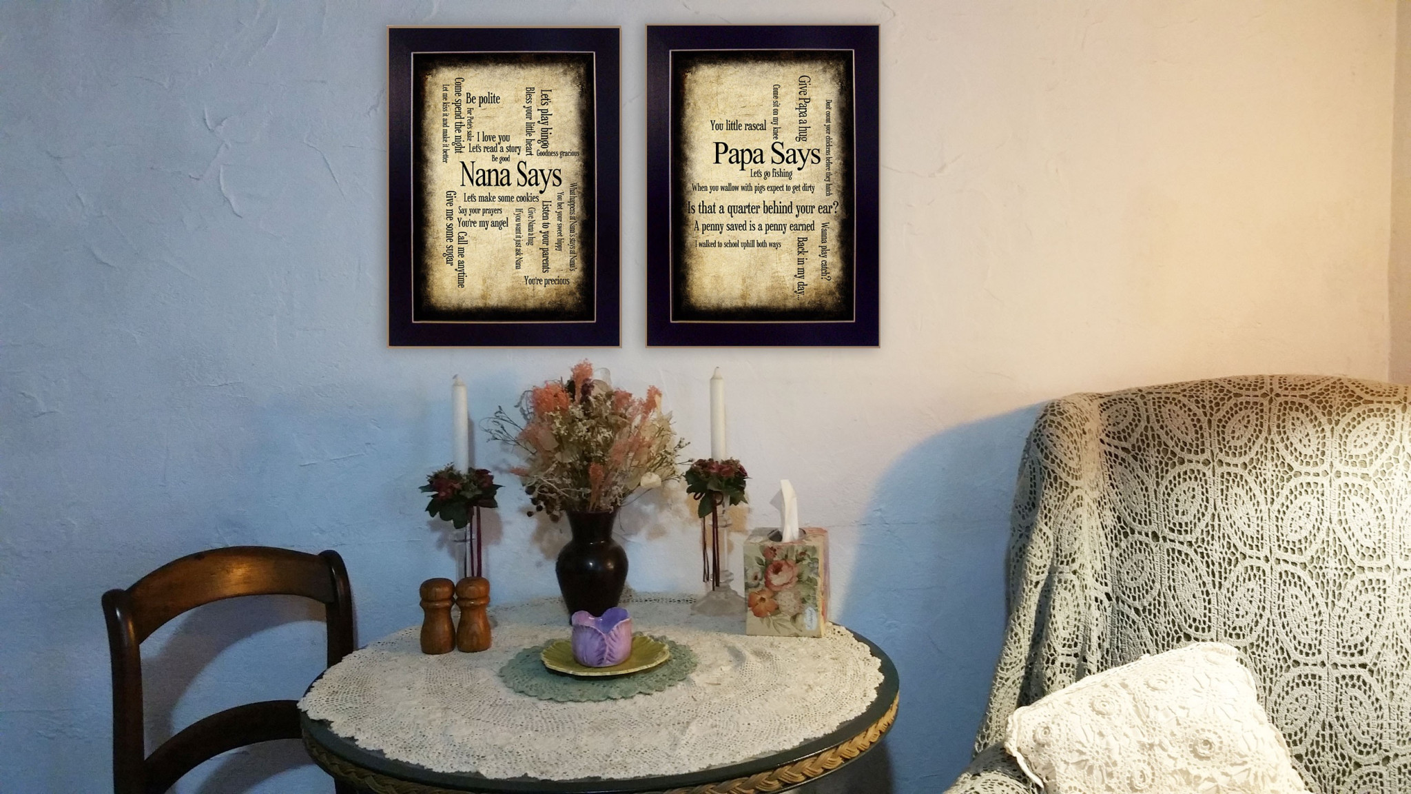 Set Of Two Nana Or Papa Black Framed Print Wall Art - Image 4