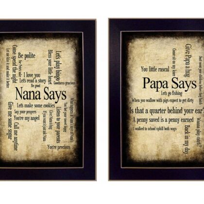 Set Of Two Nana Or Papa Black Framed Print Wall Art