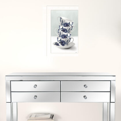 Tea Tower Blue 1 White Framed Print Wall Art
