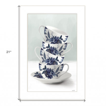 Tea Tower Blue 1 White Framed Print Wall Art