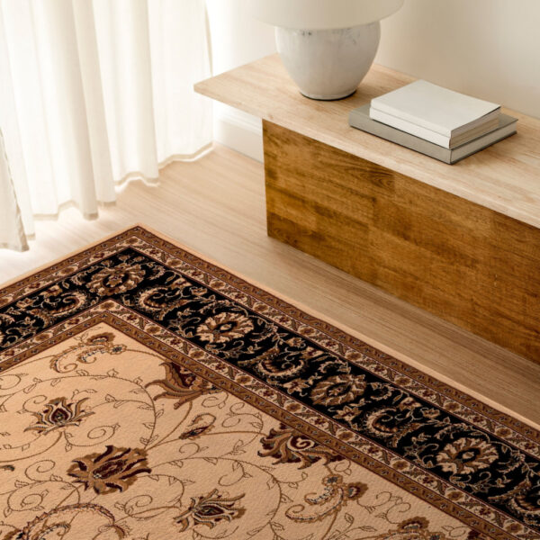 8’ x 11’ Cream and Black Decorative Area Rug