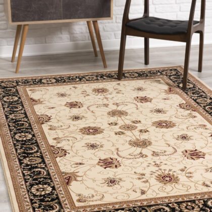 8’ x 11’ Cream and Black Decorative Area Rug