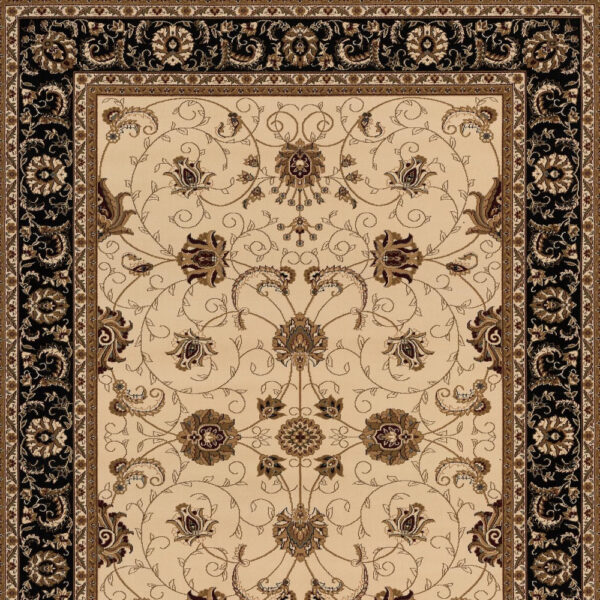 8’ x 11’ Cream and Black Decorative Area Rug