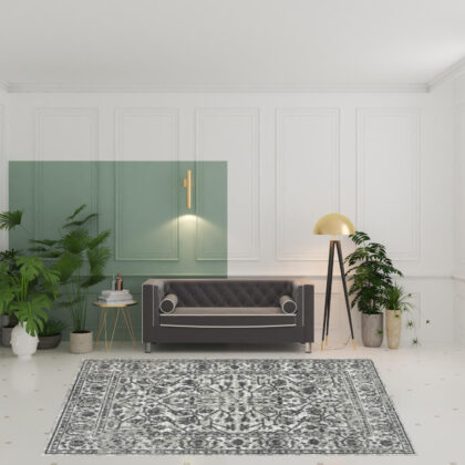 8' x 10' Gray Floral Power Loom Area Rug