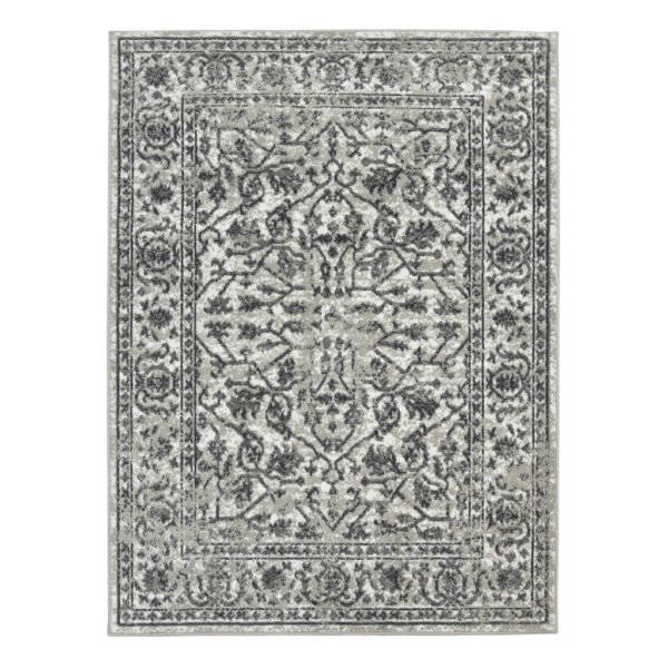 8' x 10' Gray Floral Power Loom Area Rug