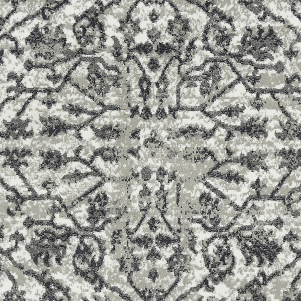 8' x 10' Gray Floral Power Loom Area Rug