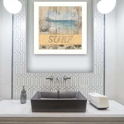 SURF White Framed Print Wall Art