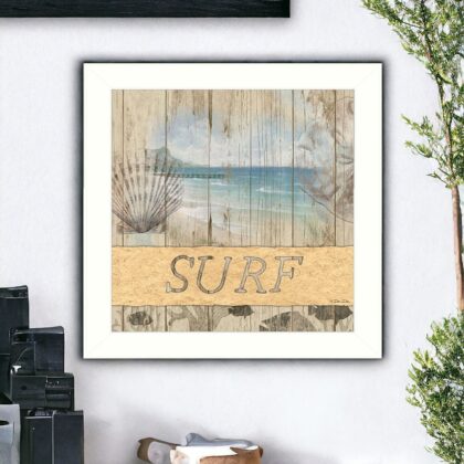 SURF White Framed Print Wall Art