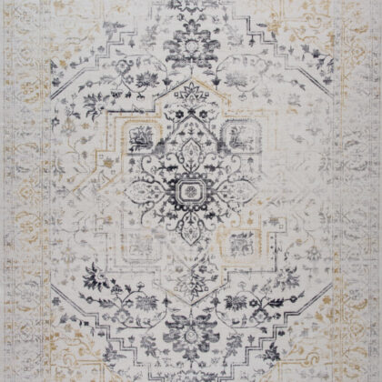 7' x 10' Gray and Gold Oriental Area Rug