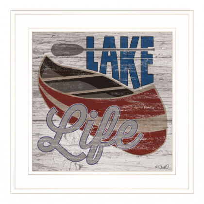 Lake Life Canoe 2 White Framed Print Wall Art