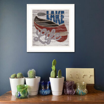 Lake Life Canoe 2 White Framed Print Wall Art