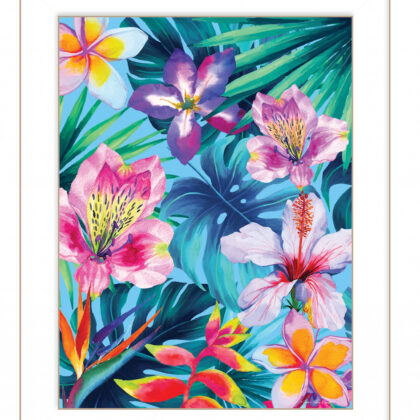 Tropical Flowers 1 White Framed Print Wall Art